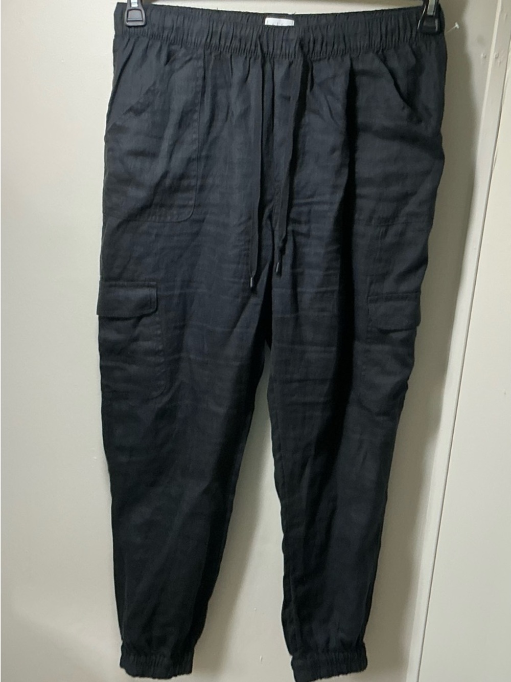 Nicole Miller linen Black ankle balloon Cargo beach Pants - Picture 3 of 12